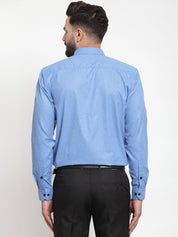 Indian Needle Blue Men's Cotton Solid Button Down Formal Shirts - SF_734Light-Blue_S