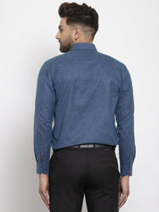 Indian Needle Blue Men's Cotton Solid Button Down Formal Shirts - SF_753Teal_S