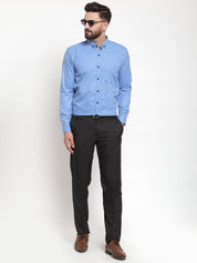 Indian Needle Blue Men's Cotton Solid Button Down Formal Shirts - SF_734Light-Blue_S