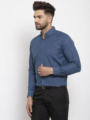 Indian Needle Blue Men's Cotton Solid Button Down Formal Shirts - SF_753Teal_S