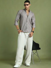 Indian Needle Brown Men's Cotton Solid Button Down Formal Shirts - SF_753Mauve_S