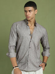 Indian Needle Brown Men's Cotton Solid Button Down Formal Shirts - SF_753Mauve_S
