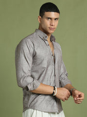 Indian Needle Brown Men's Cotton Solid Button Down Formal Shirts - SF_753Mauve_S