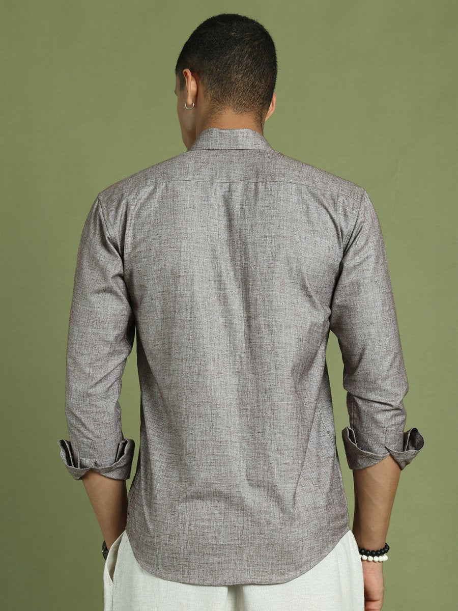 Indian Needle Brown Men's Cotton Solid Button Down Formal Shirts - SF_753Mauve_S