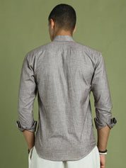 Indian Needle Brown Men's Cotton Solid Button Down Formal Shirts - SF_753Mauve_S