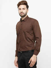 Indian Needle Coffee Formal Shirt with black detailing - SF_411Coffee_S