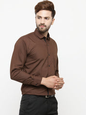 Indian Needle Coffee Formal Shirt with black detailing - SF_411Coffee_S