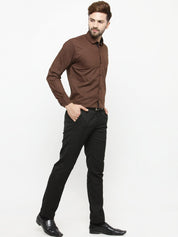 Indian Needle Coffee Formal Shirt with black detailing - SF_411Coffee_S
