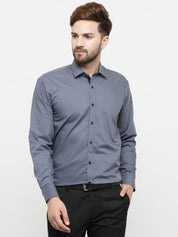 Indian Needle Grey Formal Shirt with black detailing - SF_411Grey_S
