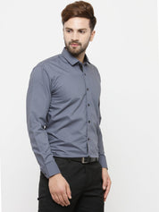 Indian Needle Grey Formal Shirt with black detailing - SF_411Grey_S