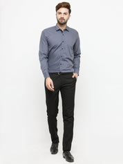 Indian Needle Grey Formal Shirt with black detailing - SF_411Grey_S