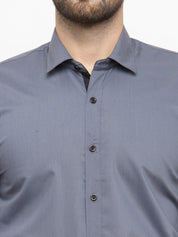 Indian Needle Grey Formal Shirt with black detailing - SF_411Grey_S