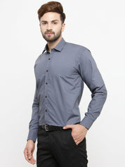 Indian Needle Grey Formal Shirt with black detailing - SF_411Grey_S