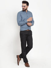 Indian Needle Grey Men's Cotton Solid Button Down Formal Shirts - SF_734Grey_S