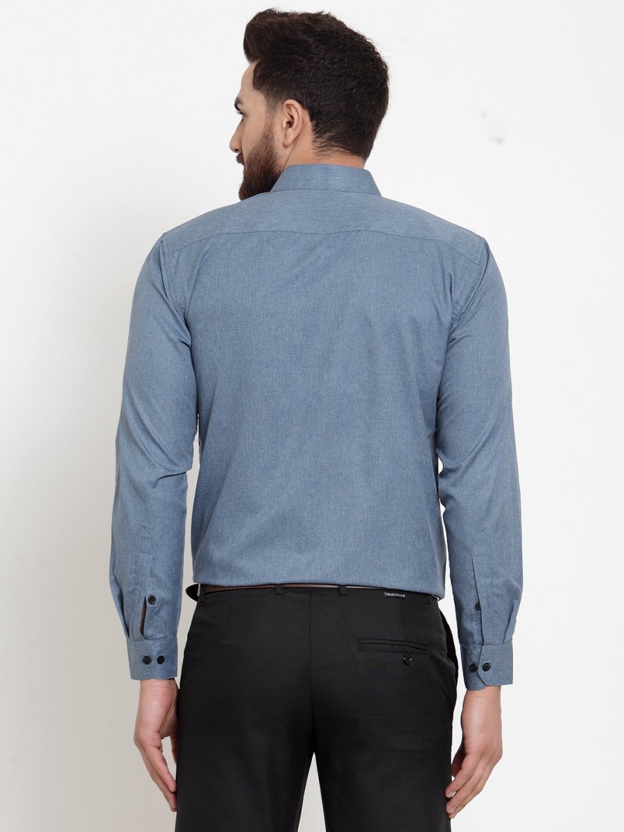 Indian Needle Grey Men's Cotton Solid Button Down Formal Shirts - SF_734Grey_S