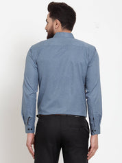 Indian Needle Grey Men's Cotton Solid Button Down Formal Shirts - SF_734Grey_S