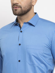 Indian Needle Light Blue Formal Shirt with black detailing - SF_411Light-Blue_S