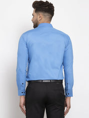 Indian Needle Light Blue Formal Shirt with black detailing - SF_411Light-Blue_S
