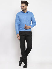 Indian Needle Light Blue Formal Shirt with black detailing - SF_411Light-Blue_S