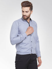 Indian Needle Light Grey Formal Shirt with black detailing - SF_411Light-Grey_S