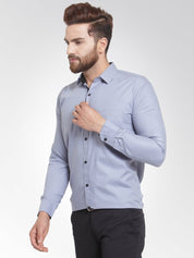 Indian Needle Light Grey Formal Shirt with black detailing - SF_411Light-Grey_S