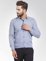 Indian Needle Light Grey Formal Shirt with black detailing - SF_411Light-Grey_S