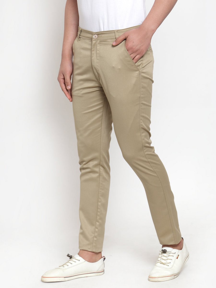 Indian Needle Men Beige Slim Fit Formal Trousers - FGP_253Beige_30