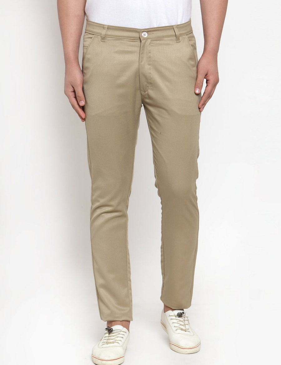 Indian Needle Men Beige Slim Fit Formal Trousers - FGP_253Beige_30