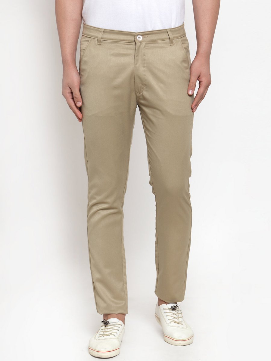 Indian Needle Men Beige Slim Fit Formal Trousers - FGP_253Beige_30
