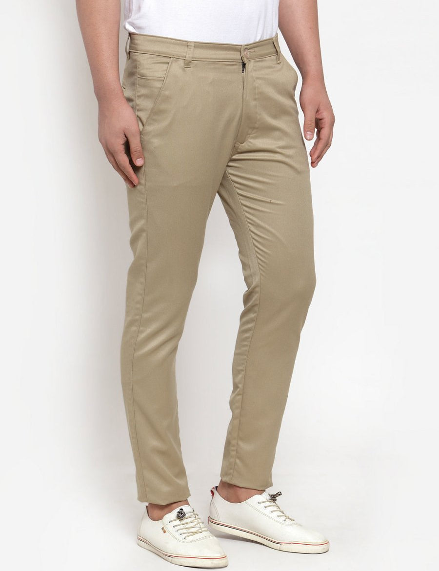 Indian Needle Men Beige Slim Fit Formal Trousers - FGP_253Beige_30