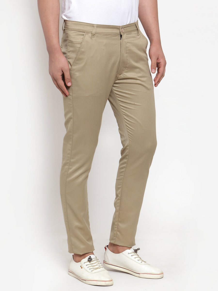 Indian Needle Men Beige Slim Fit Formal Trousers - FGP_253Beige_30