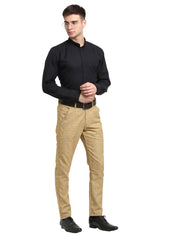 Indian Needle Men's Beige Cotton Checked Formal Trousers - FGP_267Beige_30
