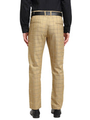 Indian Needle Men's Beige Cotton Checked Formal Trousers - FGP_267Beige_30
