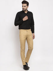 Indian Needle Men's Beige Cotton Solid Formal Trousers - FGP_258Beige_30