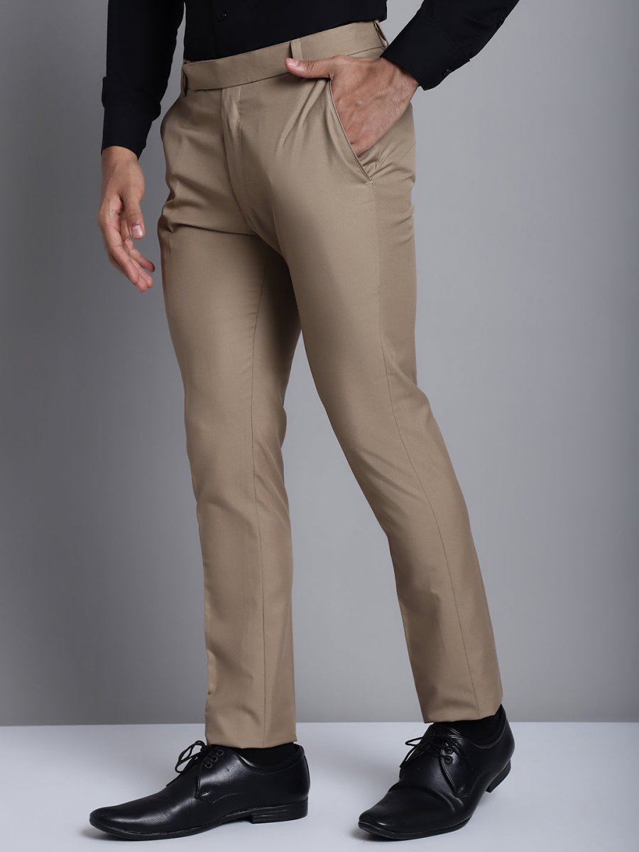 Indian Needle Men's Beige Tapered Fit Formal Trousers - FGP_275Beige_30