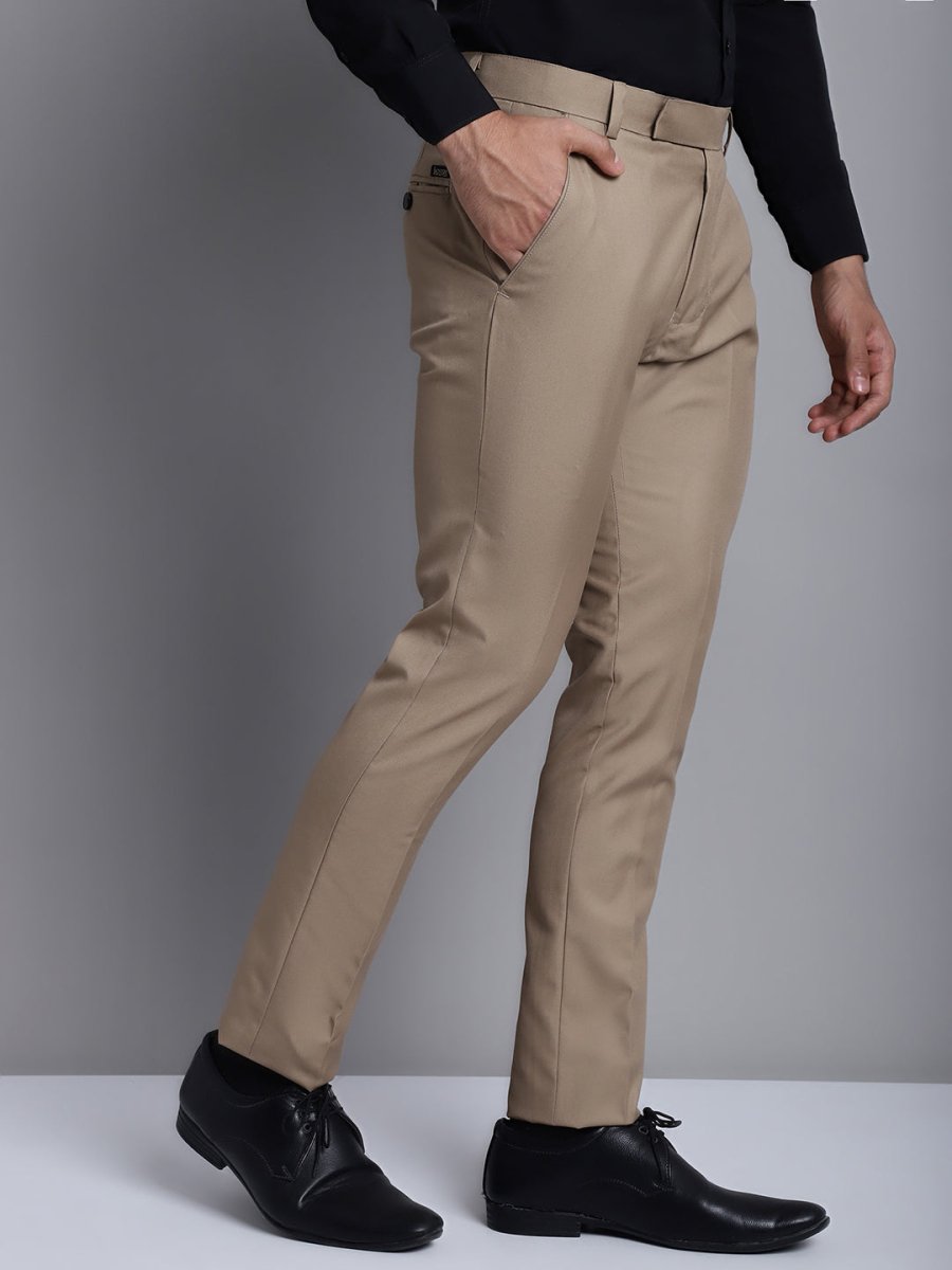 Indian Needle Men's Beige Tapered Fit Formal Trousers - FGP_275Beige_30