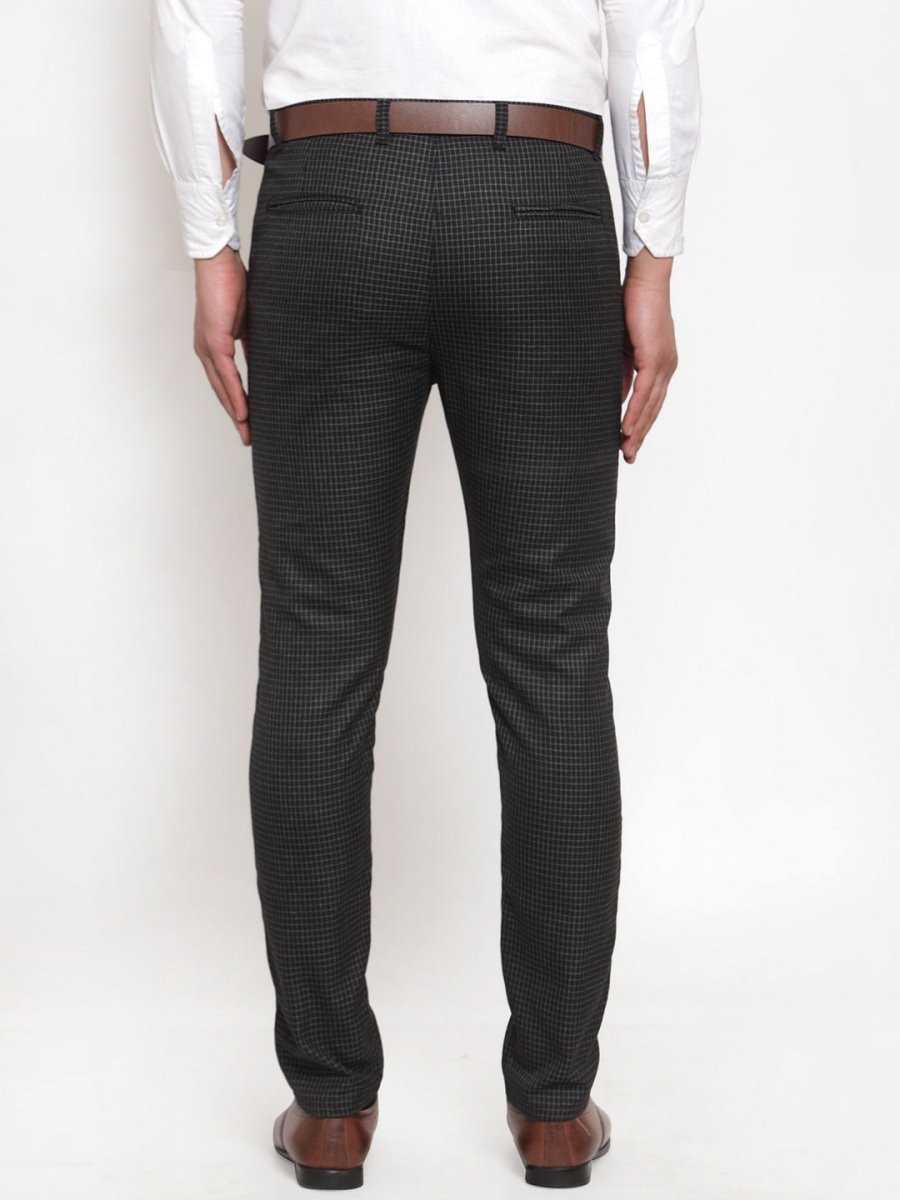 Indian Needle Men's Black Checked Formal Trousers - GP_254Black_30