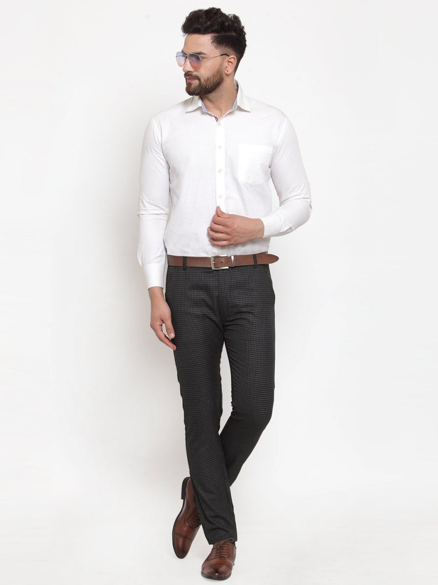 Indian Needle Men's Black Checked Formal Trousers - GP_254Black_30