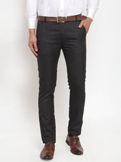 Indian Needle Men's Black Checked Formal Trousers - GP_254Black_30