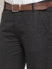 Indian Needle Men's Black Checked Formal Trousers - GP_254Black_30