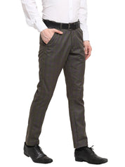 Indian Needle Men's Black Cotton Checked Formal Trousers - FGP_267Charcoal_30