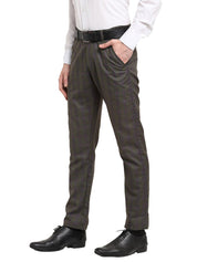 Indian Needle Men's Black Cotton Checked Formal Trousers - FGP_267Charcoal_30