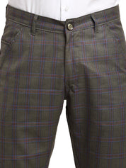 Indian Needle Men's Black Cotton Checked Formal Trousers - FGP_267Charcoal_30