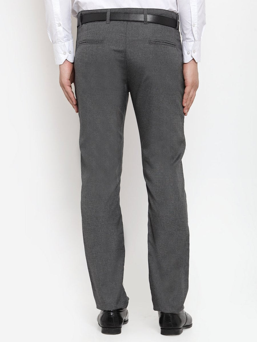 Indian Needle Men's Black Cotton Solid Formal Trousers - FGP_256Charcoal_30