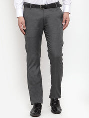 Indian Needle Men's Black Cotton Solid Formal Trousers - FGP_256Charcoal_30