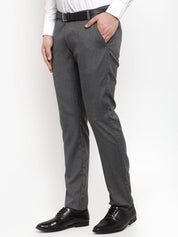 Indian Needle Men's Black Cotton Solid Formal Trousers - FGP_256Charcoal_30