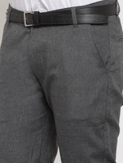 Indian Needle Men's Black Cotton Solid Formal Trousers - FGP_256Charcoal_30