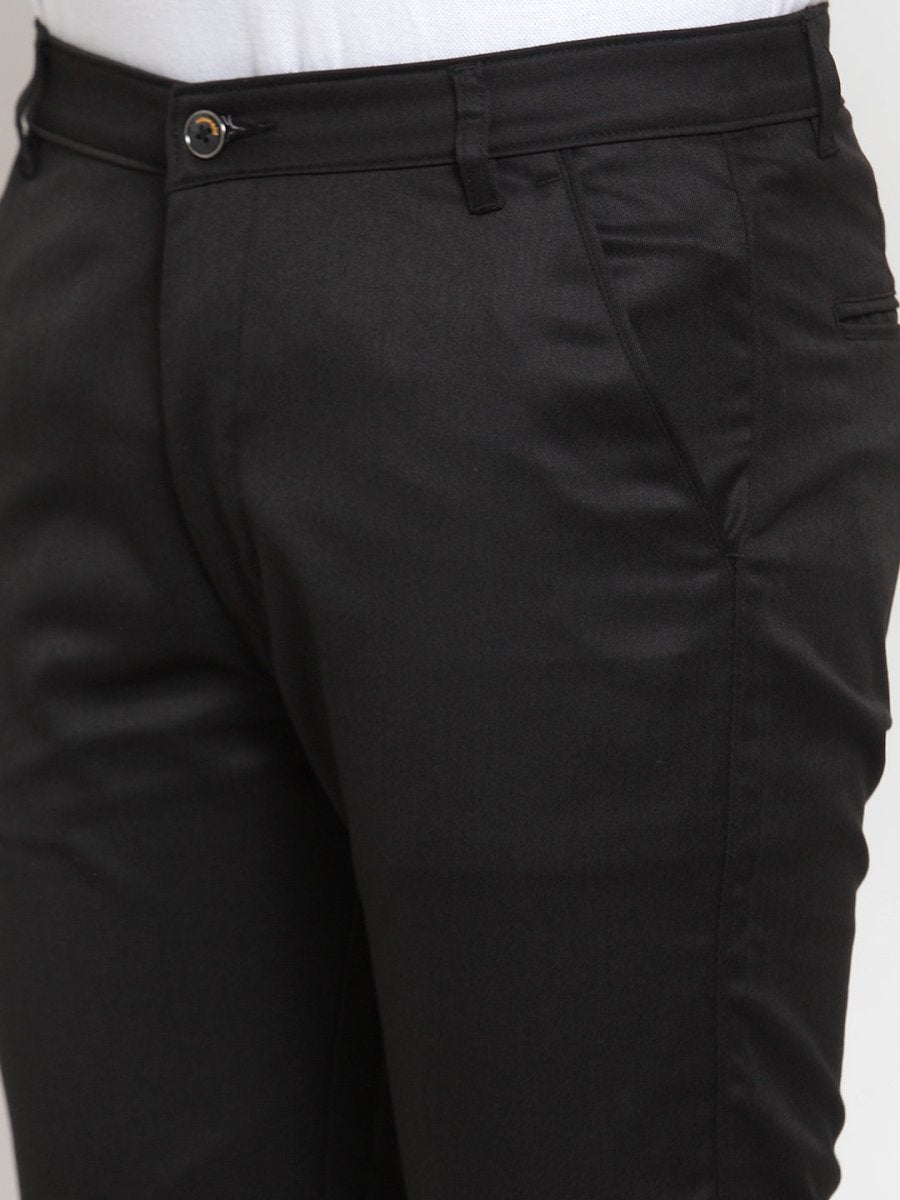 Indian Needle Men's Black Solid Formal Trousers - FGP_253Black_30