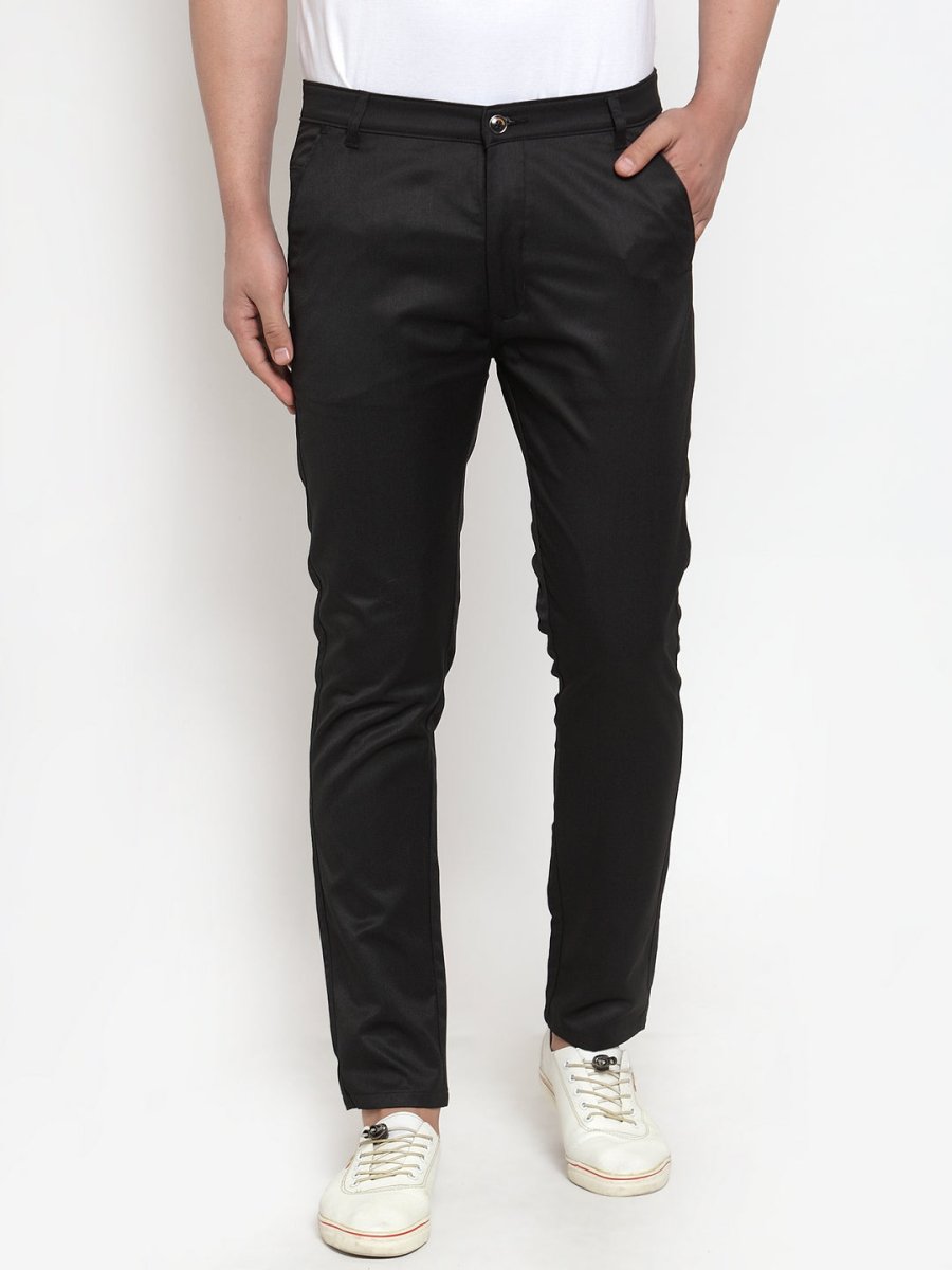 Indian Needle Men's Black Solid Formal Trousers - FGP_253Black_30
