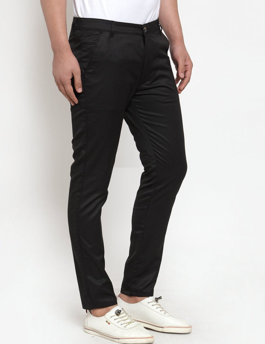 Indian Needle Men's Black Solid Formal Trousers - FGP_253Black_30